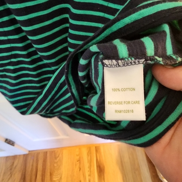 - Garnet Hill Knit Cotton Midi Dress Size 4 Team Nautical Navy Stripe Bea… - Picture 6 of 9